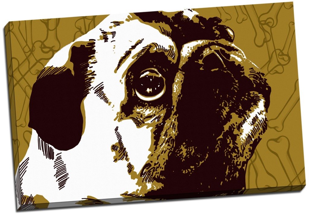 Panther Print Pug Pop Art Canvas Print Picture Wall Art Large 30X20 Inches (76.2Cm X 50.8Cm)