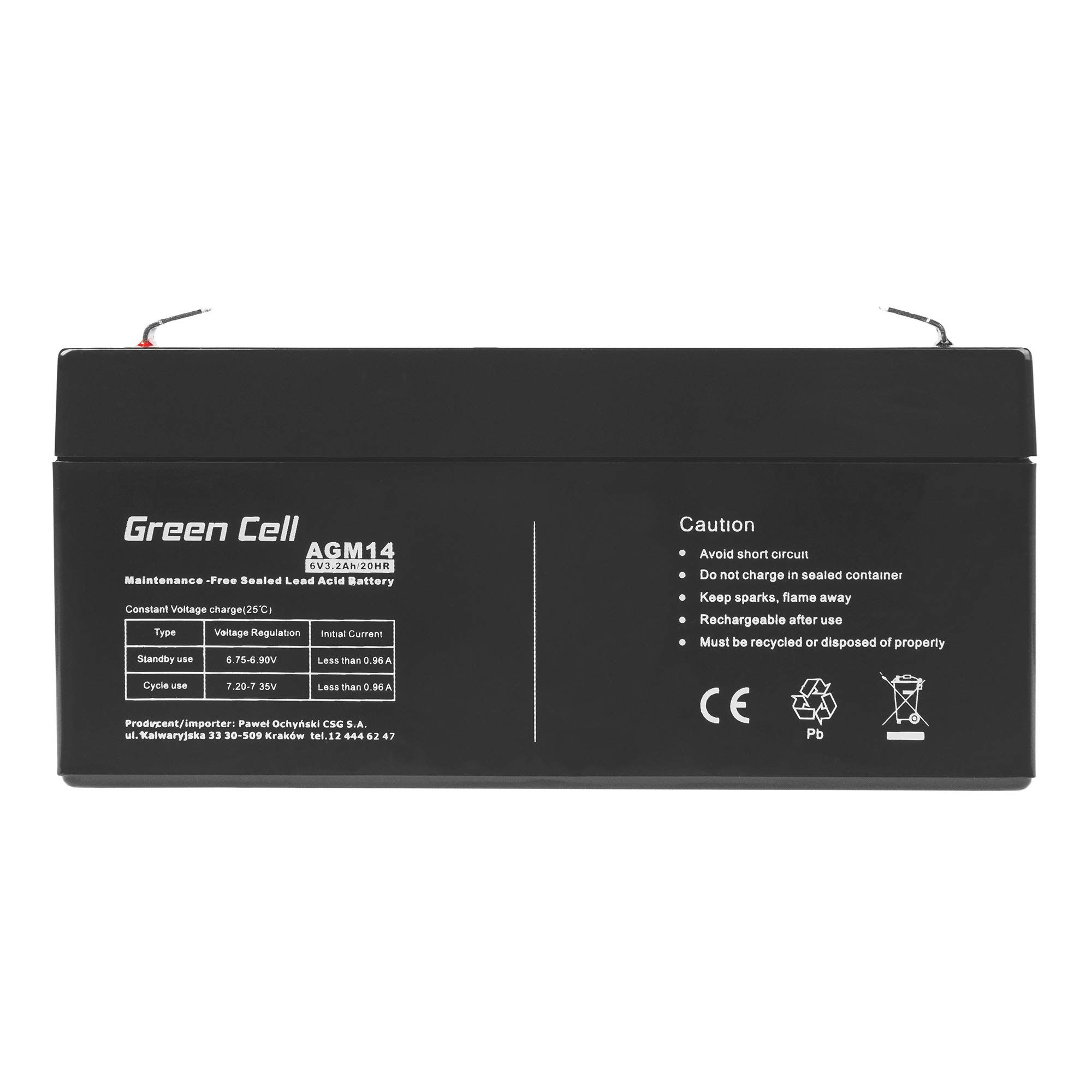 Batteria AGM 6V 12Ah Green Cell - Ricaricabile E Senza Manutenzione, Per UPS, Allarmi E Impianti Solari
