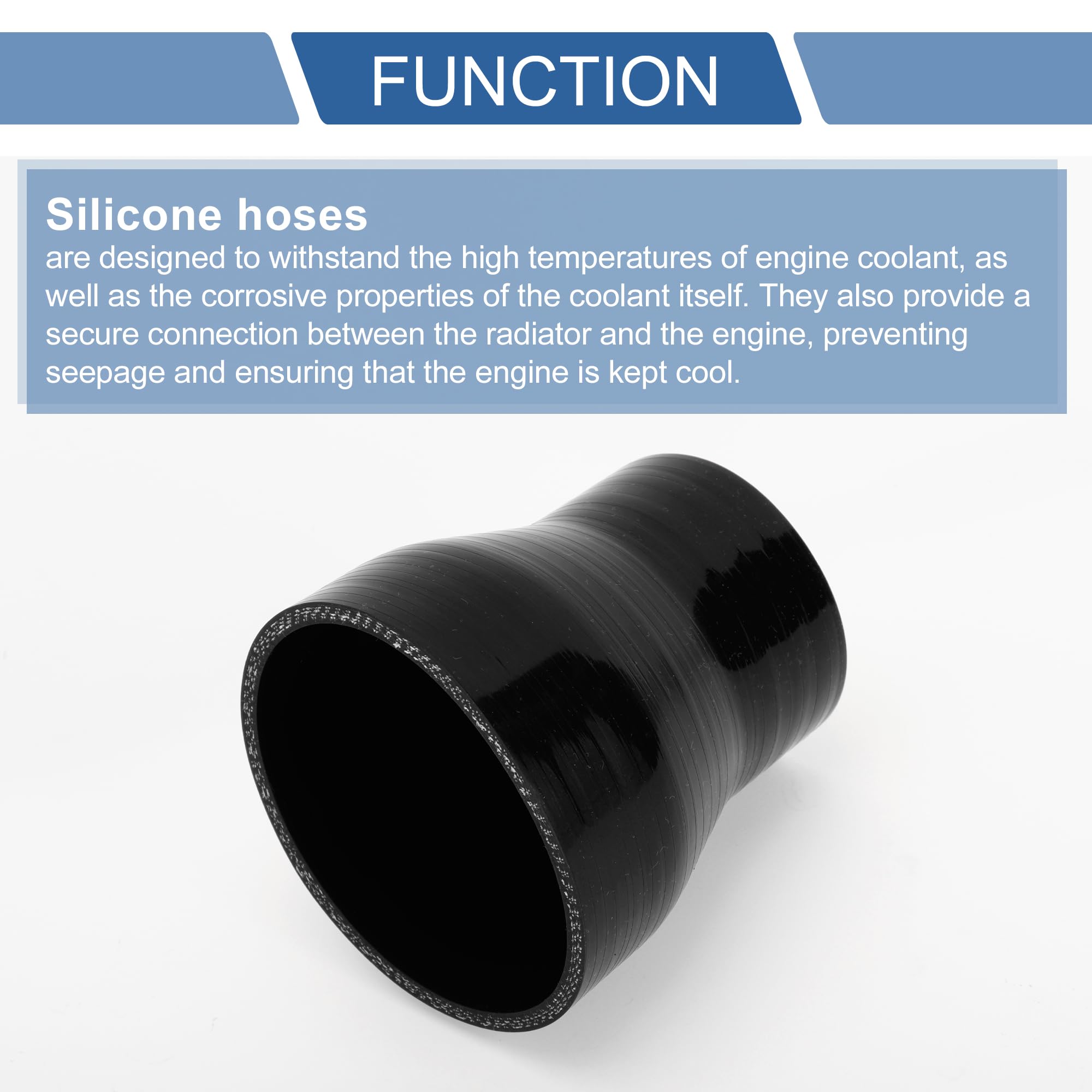 X AUTOHAUX Straight Silicone Hose Coupler - 2.48-3.5" ID, 3.94" Length, 5mm Thick, 4-Ply, Black