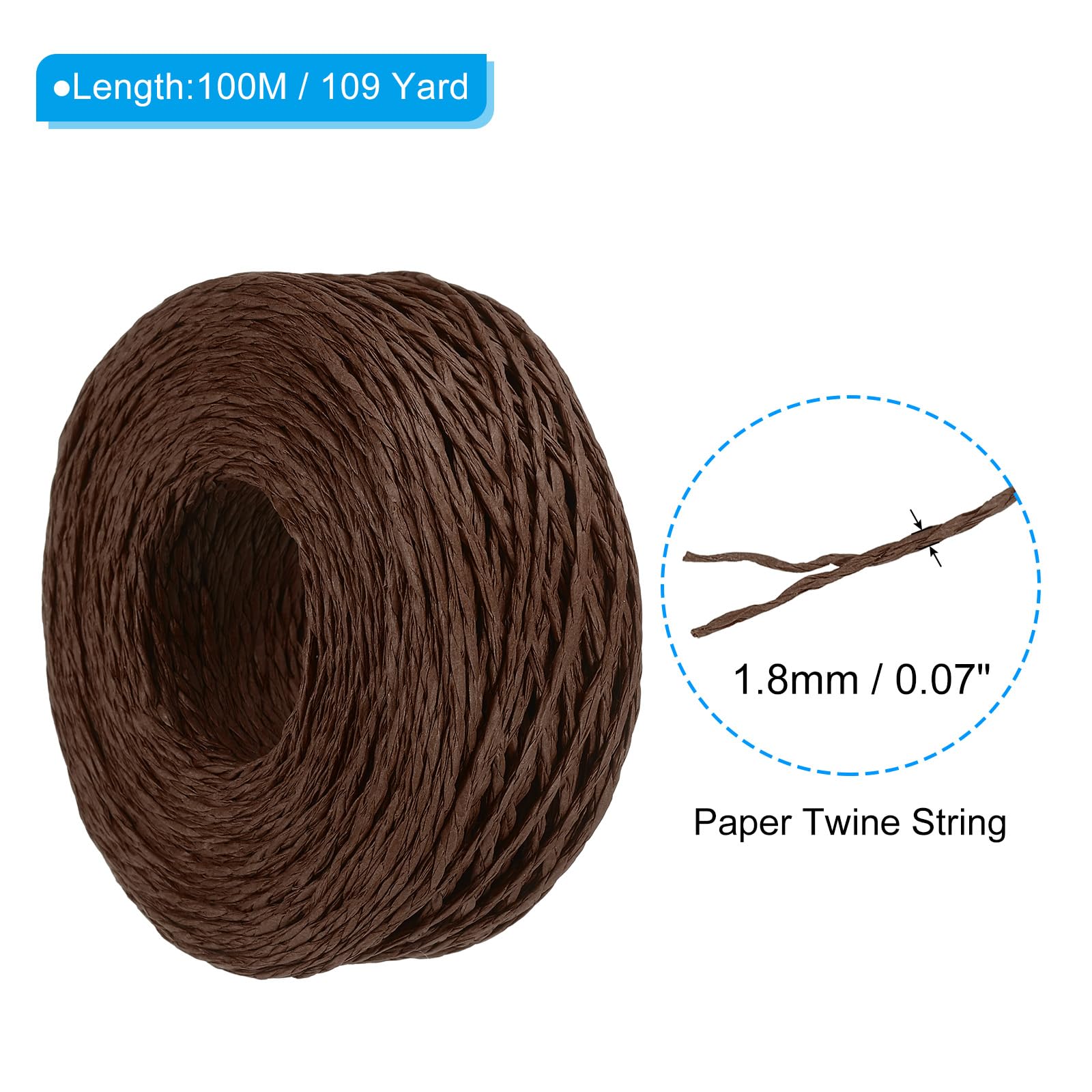 PATIKIL 328 Feet Raffia Ribbon, Raffia Yarn Paper Rope Twine String for Crochet Bags Craft Festival Gifts Bouquets Wrapping, Brown - Image 2