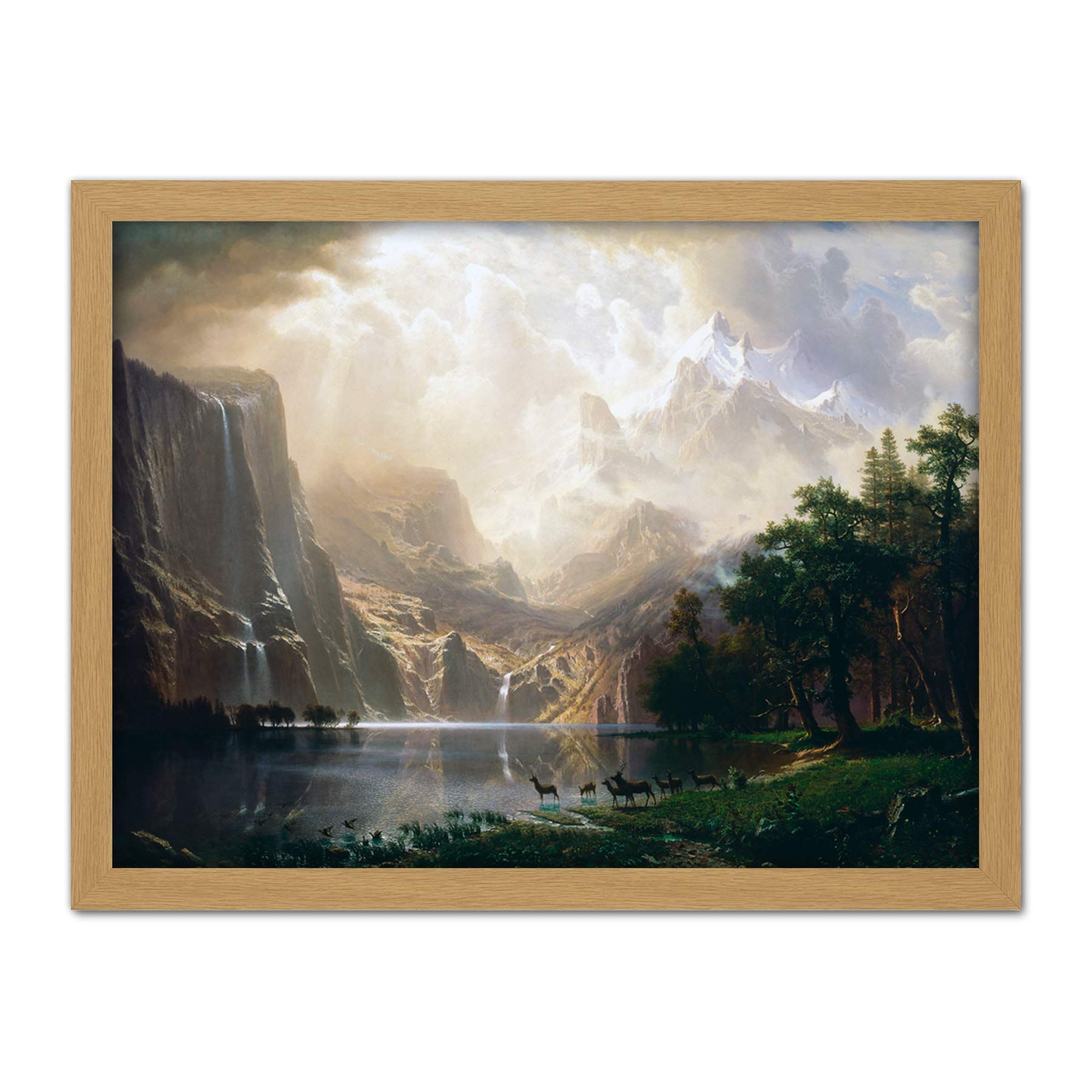 Bierstadt Among Sierra Nevada California Painting Large Framed Art Print Poster Wall Decor 18x24 in
