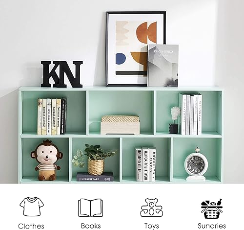Miniatura 4 de ivinta Estantería de almacenamiento de 3 niveles para niños, estantes abiertos de 10 cubos con cajones de tela, organizador de piso verde para