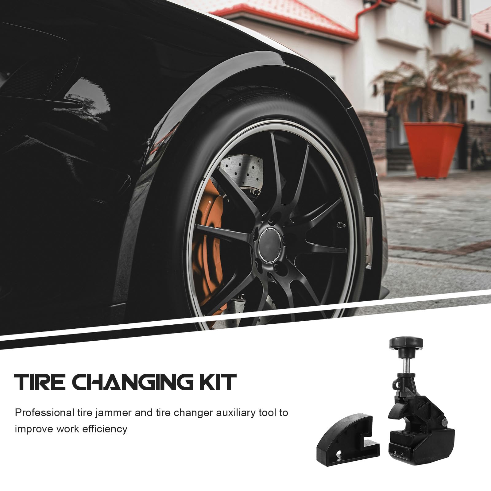 GALPADA Set 2 Pezzi Morsetto per Cambio Gomme in Plastico Nero, Strumento Antiscivolo e Facile da Impugnare, Accessorio per Smontaggio Pneumatici Auto