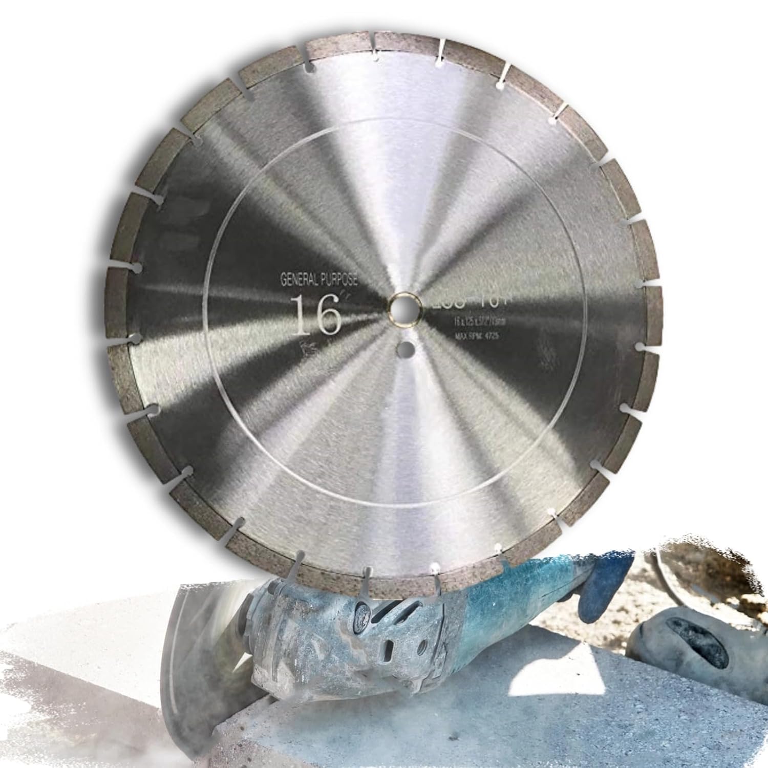 16 Inch Diamond Concrete Saw Blade, Segmented Masonry Blade with 1"-20mm Arbor,General Purpose Cement Blade Dry/Wet Cutting Concrete, Granite,Stock, Masonry, Brick, Block.