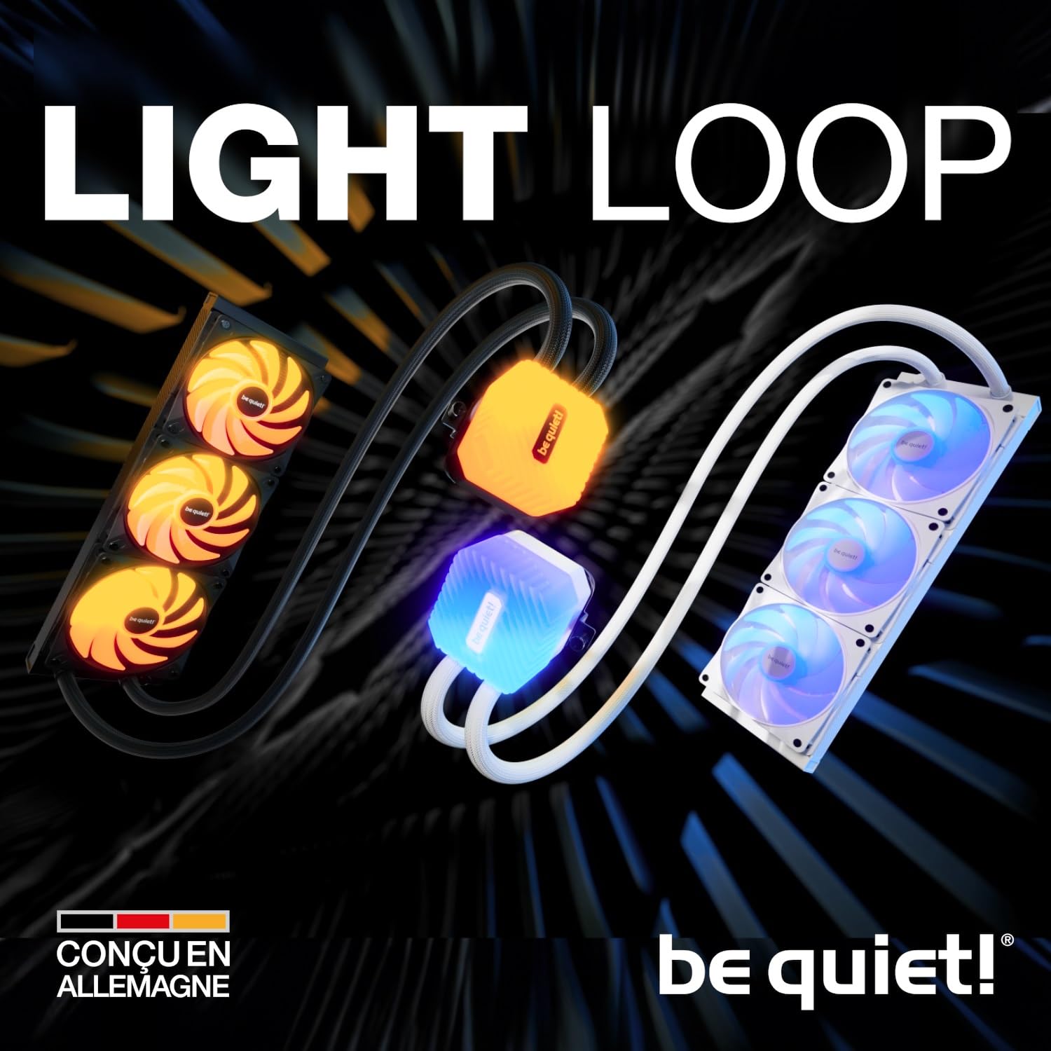 be quiet! Light Loop 240 mm Black système de refroidissement liquide poursystèmes overclockés, waterblock avec un élégant éclairage ARGB, 2 ventilateursLight Wings LX PWM high-speed, Hub ARGB PWM