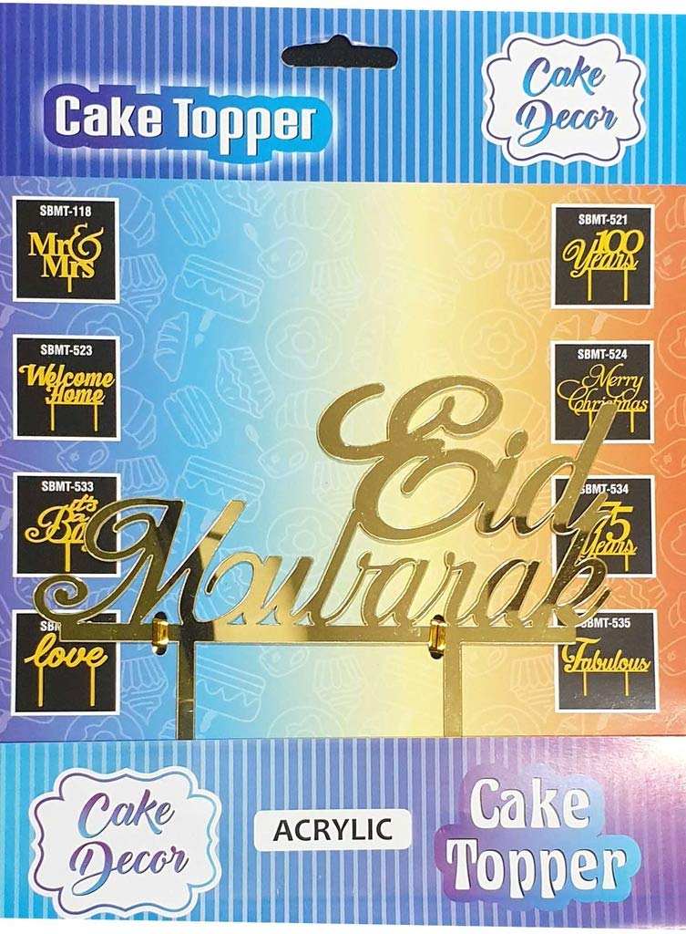 Cake Decor Mirror Shimmer Shining Acrylic Cake Topper Eid Mubarak