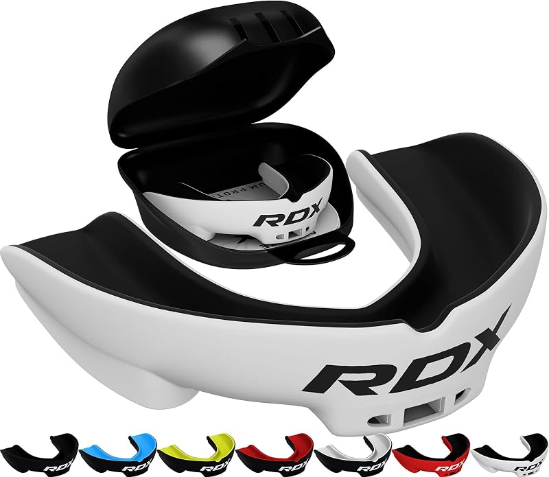 RDX Protector Bucal para Boxeo MMA Kickboxing Muay Thai Judo Karate - Protector de Boca para Adultos con Estuche de Almacenamiento, Artes Marciales Fútbol Lacrosse Hockey Deporte de Contacto
