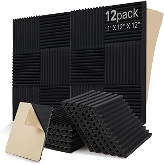 12 Pcs Acoustic Foam Panels,High Density Sound Absorption and Self-adhesive Soundproofing Panel,Easy Install,for Children Fire Prevention.Recording Room,Offices,Home,Wall Decoration