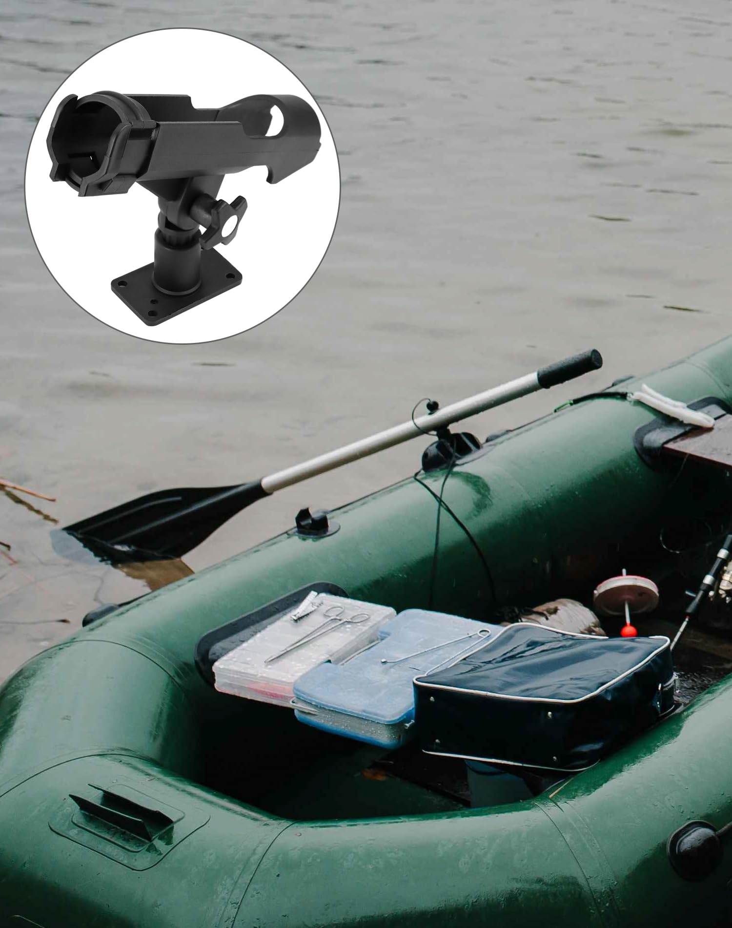 QWORK® 2 Pièces Support de Canne à Pêche - Réglable à 360 ° - Monter Horizontalement/sur des Murs/sur des Rails - pour Bateau Kayak