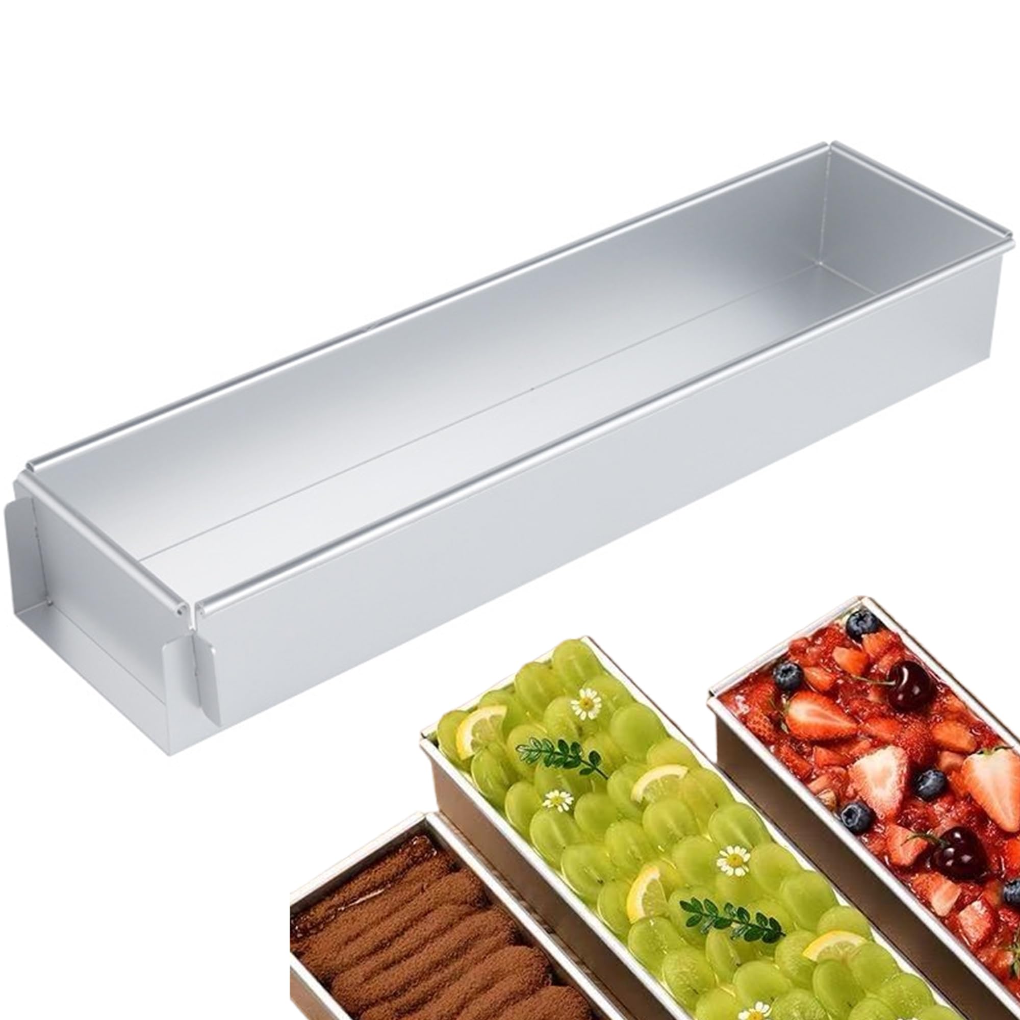 IULAVP Rectangle Cake Mold Tiramisu Pan: Nonstick Cheesecake Pan Bread Loaf Pans, Aluminum Alloy Baking Cake Pans, Removable Side Panel Mousse