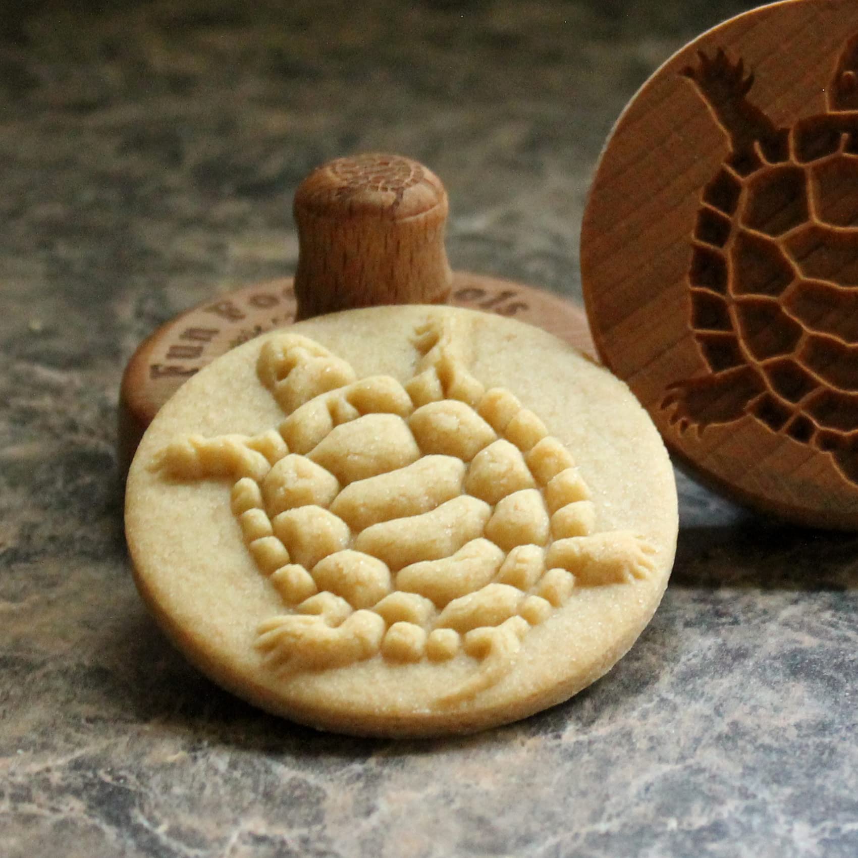 Sello de madera de la galleta, 2.5 pulgadas (tortuga CS-006)