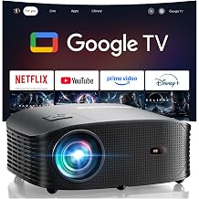 GOODEE Mini Projector [Official Licensed Google TV] Built-in Apps | 1080P Native Image Compatible with Netflix/YouTube/Prime Video/Disney+, Support WiFi and Bluetooth, HDMI/Phone/Laptop