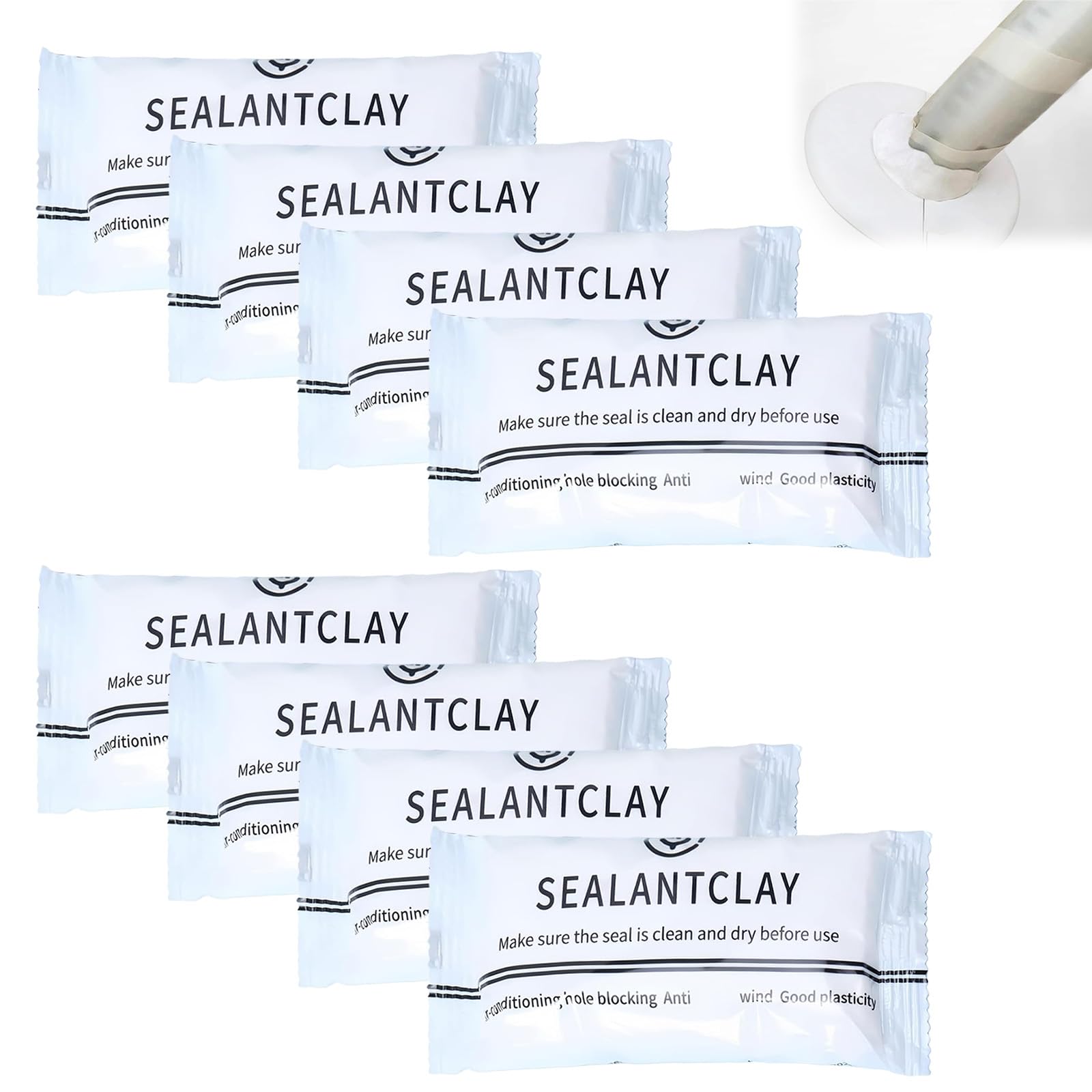 Xivicii 8 Pack Waterproof Sealant Mastic, White Repair Sealing Clay Moldable Putty for Air Conditioning Duct, Wall Hole