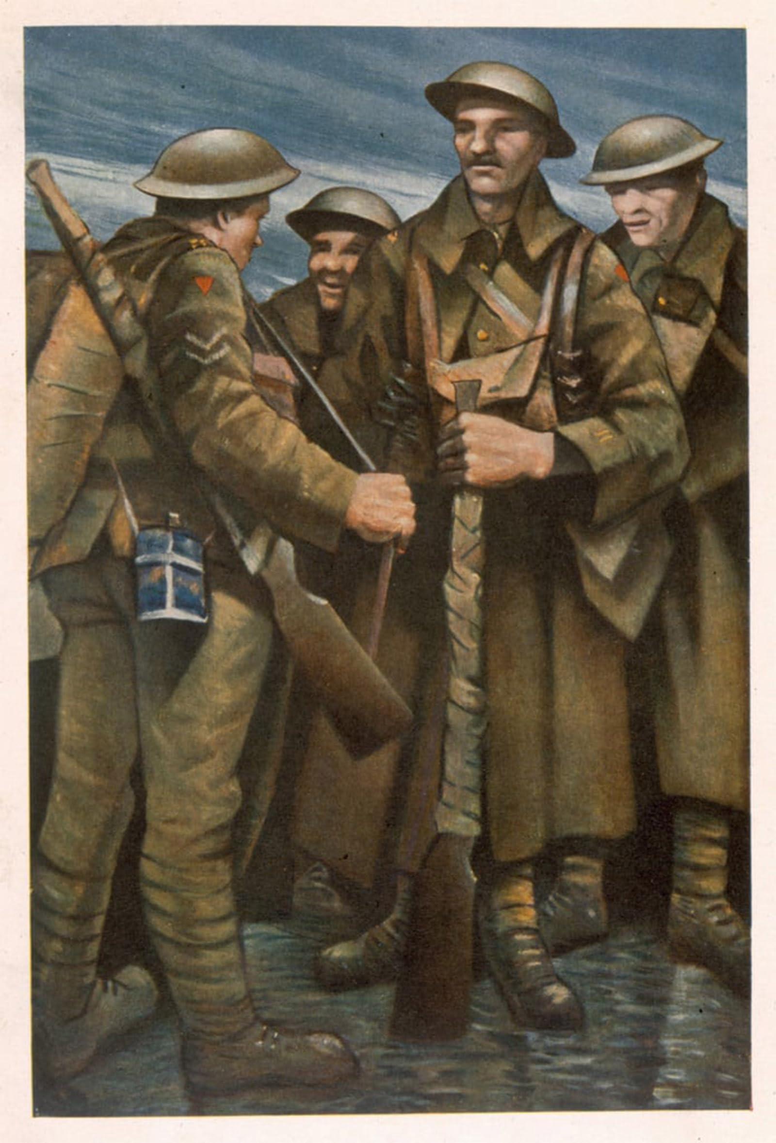 Posteriik No Frame Famous Modern Artwork Art Mural A Group Of Soldiers From British Artists At The Front By Christopher Richard Wynne Nevinson Oil Paintings Pictures For Home Decor 60X90cm