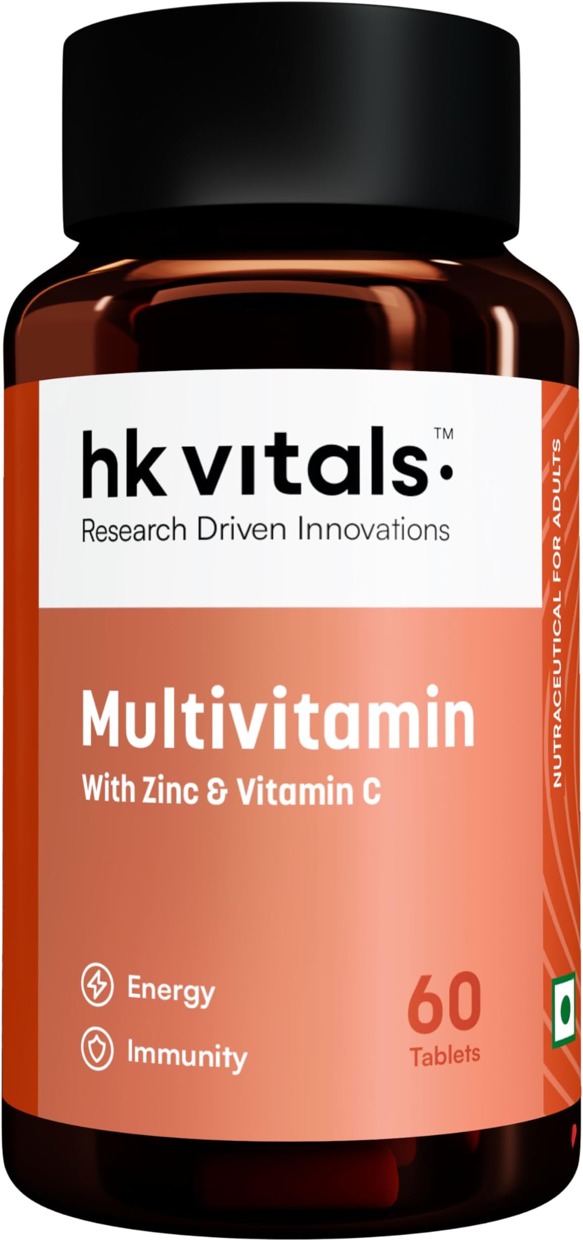 hk vitals Multivitamin (60 Tablets) | For Men and Women | With Zinc, Vitamin C, Vitamin D3, Multiminerals & Ginseng Extract