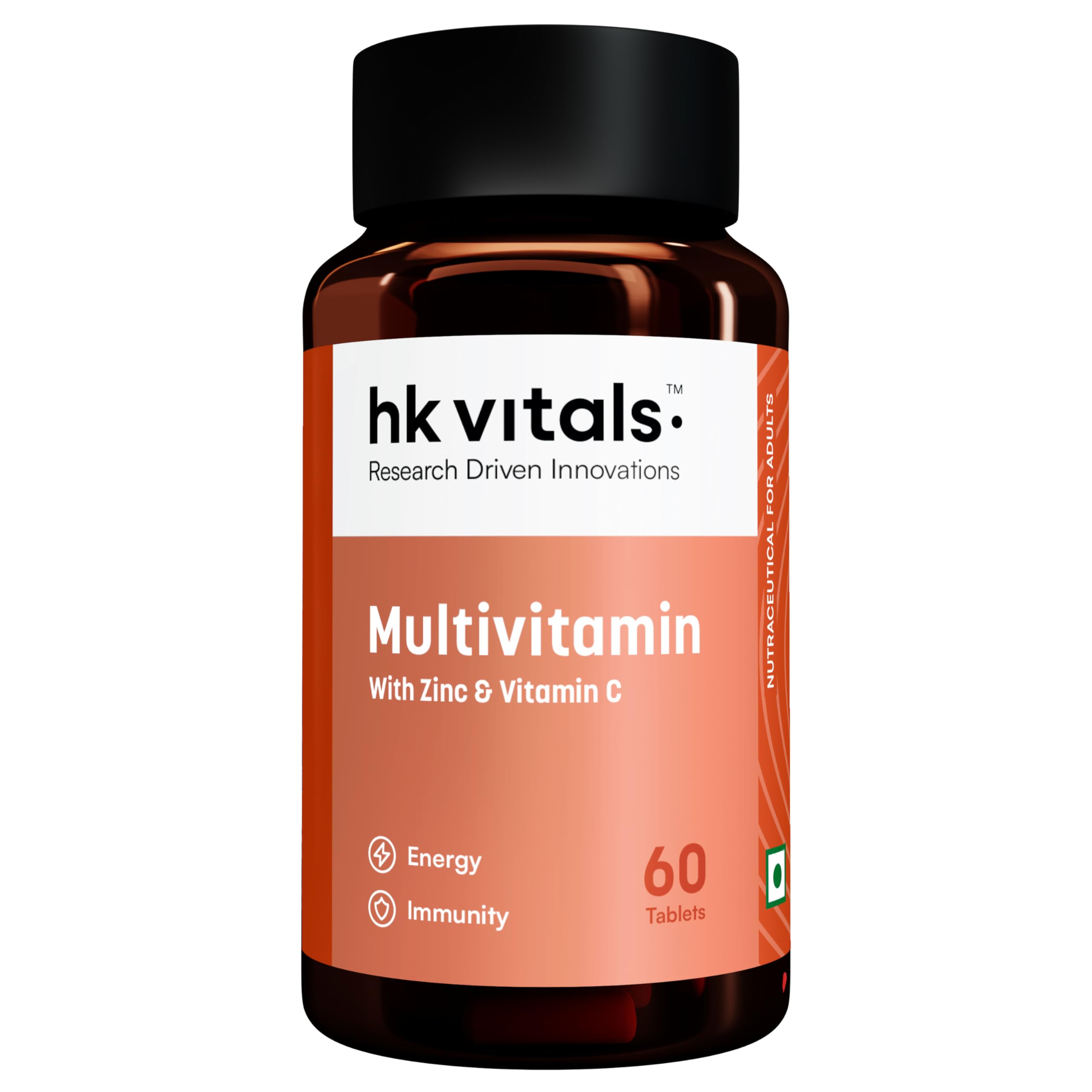 hk vitals Multivitamin (60 Tablets) | For Men and Women | With Zinc, Vitamin C, Vitamin D3, Multiminerals & Ginseng Extract