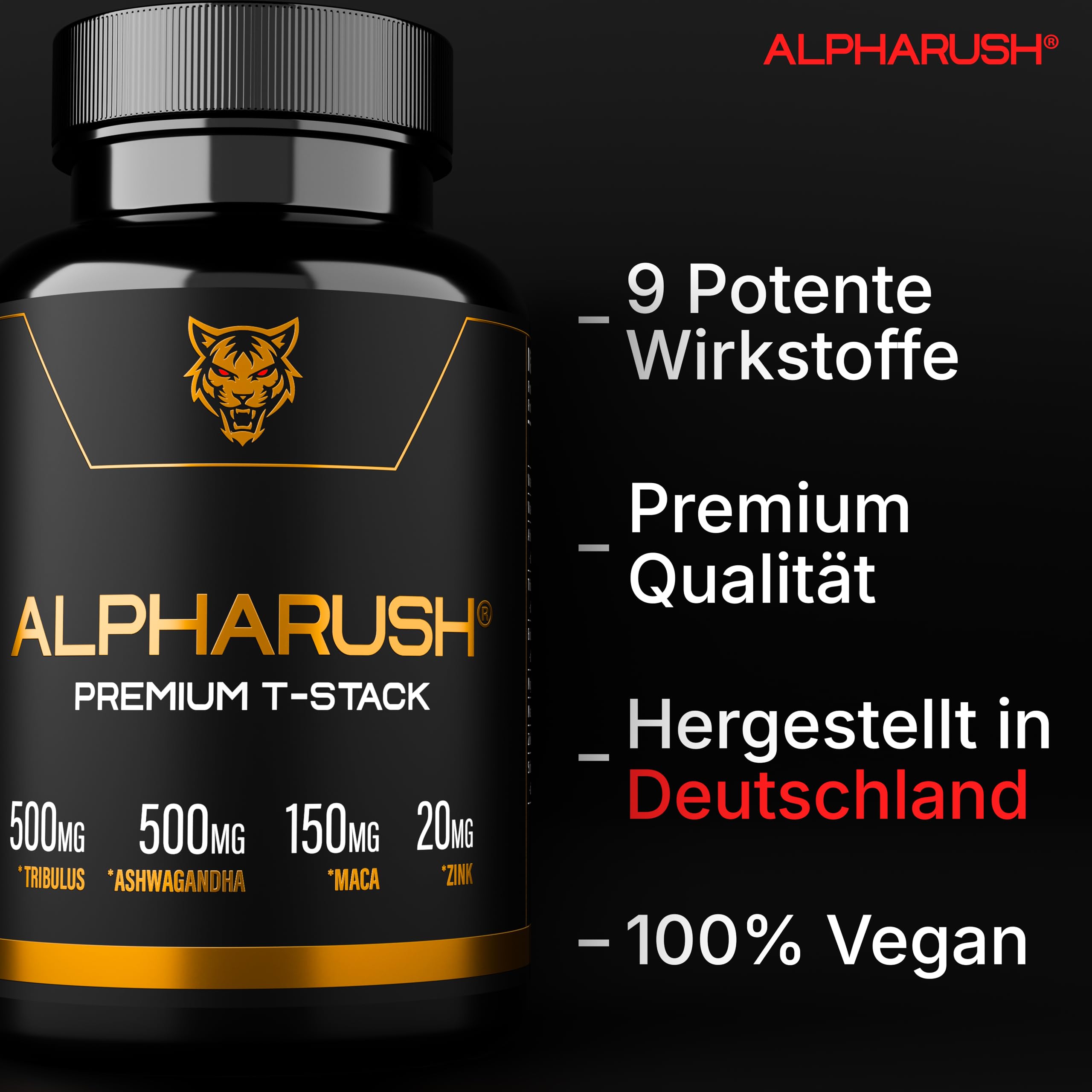 Premium T-Stack | Männer Komplex | Hochdosierter Booster mit Maca, Tribulus Terrestris, Ashwagandha | Maca Kapseln Männer | Alternative zu Tongkat Ali | 120 Men Kapseln Hochdosiert