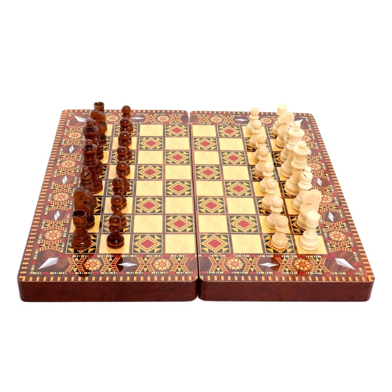 Juego de ajedrez y backgammon portátil 3 en 1 - Juego plegable 40 x 40 cm para entretenimiento intelectual (COLOR9)