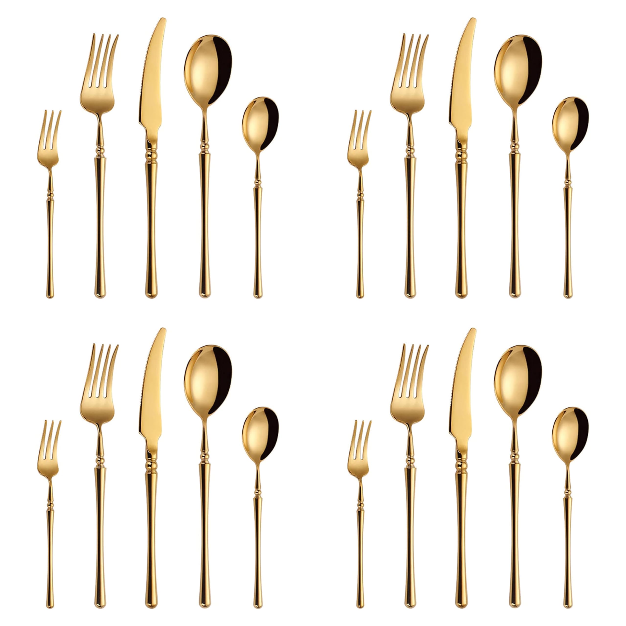 Cutlery Set 20 Pieces Serves 4 Stainless Steel Silverware Set, Dining Modern Elegant Flatware Travel Silverware, Home, and Restaurant Cutlery