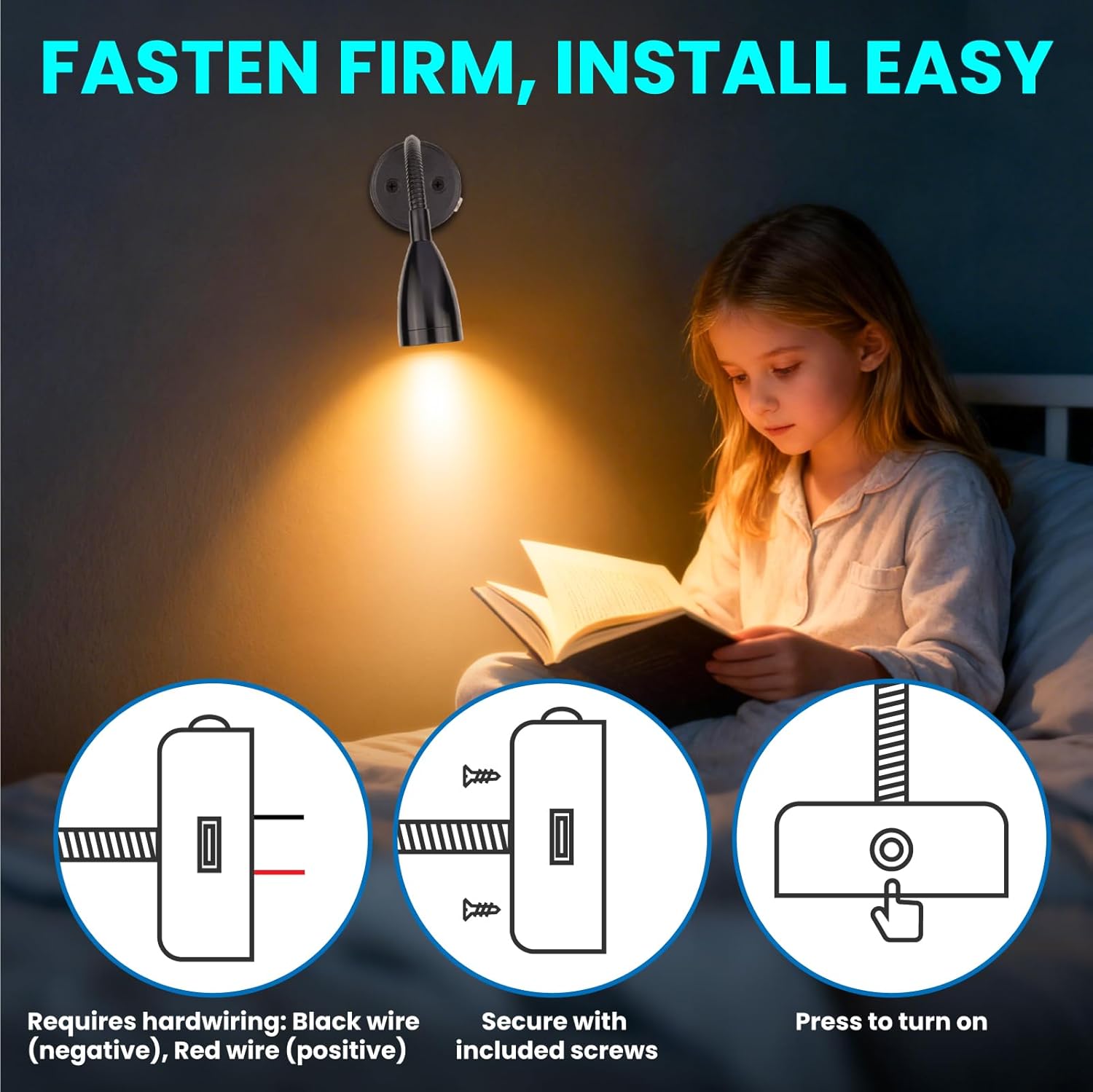 2 Pack 12V RV Reading Light with USB,RV Dimmable Reading Lamp with USB Charger 12 Volt Flexible Neck Light for Boat Camper Van Trailer Interior Lighting