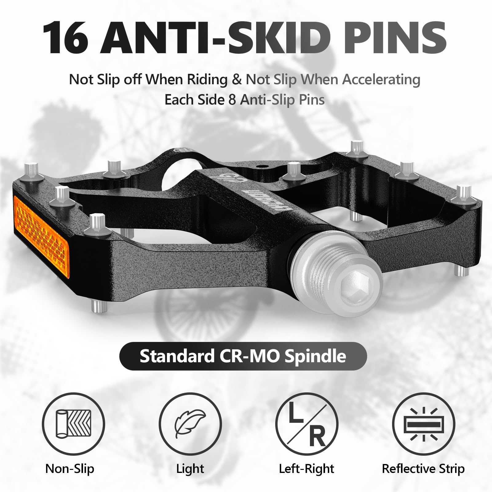 LYCAON Fietspedalen, antislip fietspedaal van CNC-aluminiumlegering, 3 lagerpedalen voor BMX MTB 9/16 inch (zilver LYCAON Fietspedalen, antislip fietspedaal van CNC-aluminiumlegering, 3 lagerpedalen voor BMX MTB 9/16 inch (zilver