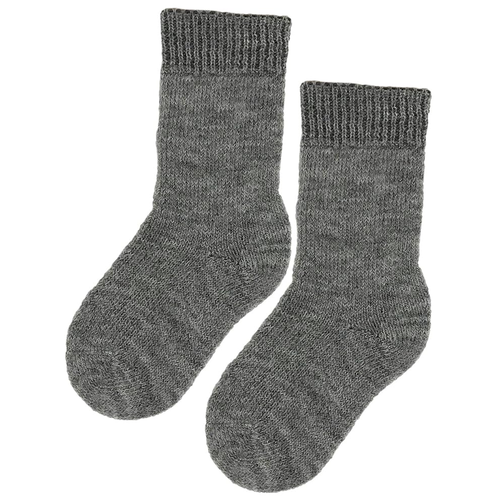 Ecoable Kids Wool Socks: Pure Organic Virgin Wool Plush Socks for Girls and Boys, Size Baby – 8 Years (EU 15-17 | 3-6 Months, Grey, 1-pair)