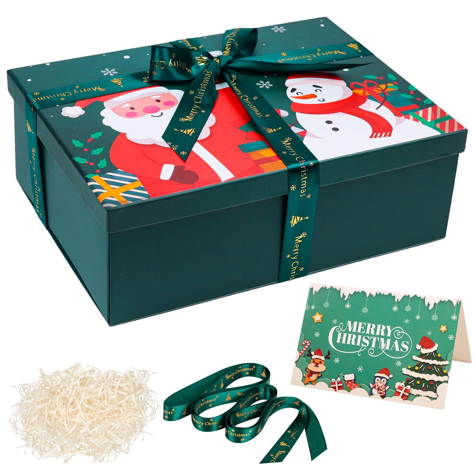 Christmas Gift Boxes for Present, Dark Green Christmas Gift Box with Lids — image 1