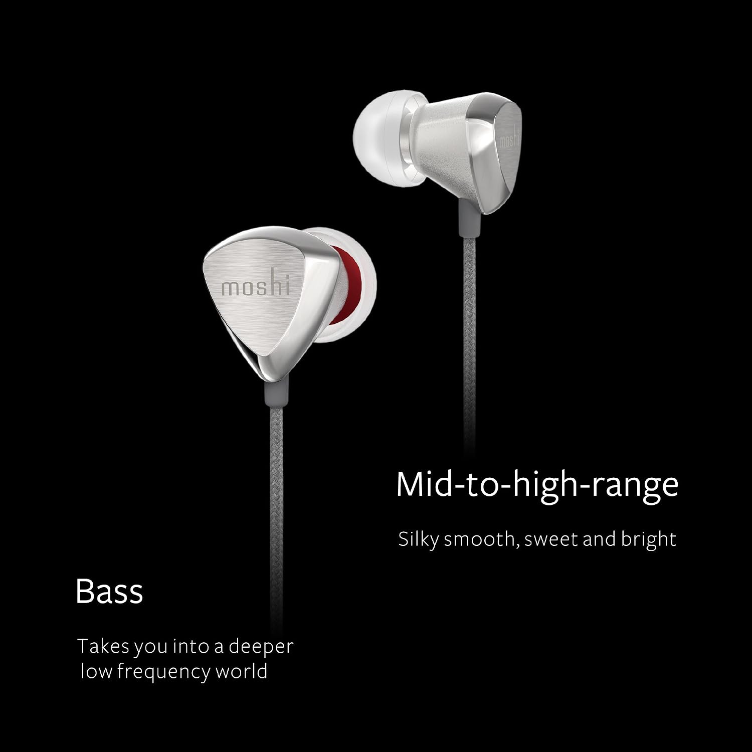 Amazon Co Jp Moshi Vortex Series Earphone Moshi公式ストア 澄んだ高音と深みがある低音が特徴 医療用鋼合金による無振動空洞設計 独特のジャキジャキ感 3種類のサイズのシリコンイヤーチップ 形状記憶イヤーチップ付き 製品登録で10年グローバル保証 3 5mm Silver