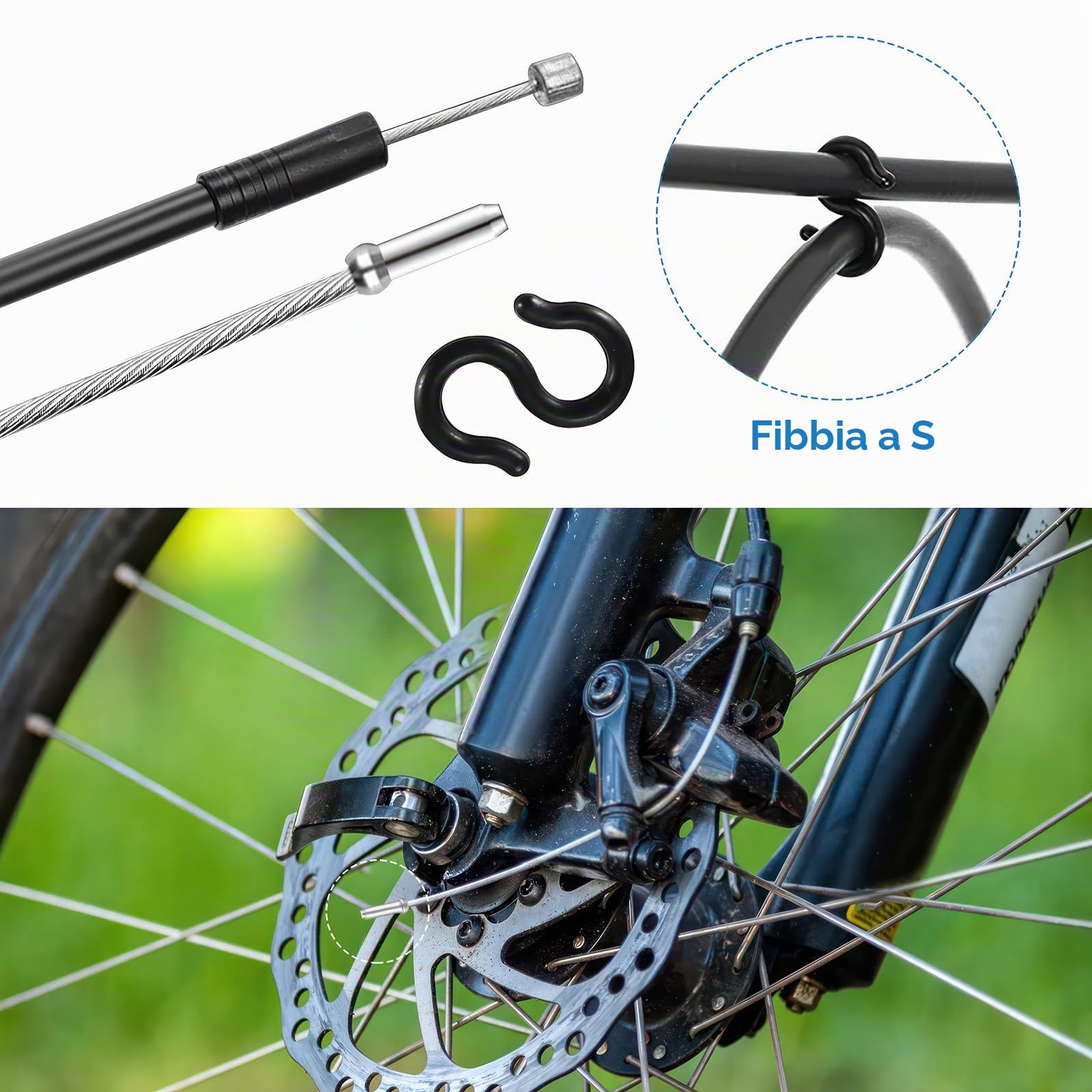 2m Set Cavo Freno Cambio Bicicletta, Set di Cavo Freno Bici, Filo Freno Bicicletta per Anteriore e Posteriore, Trasmissione Universale, Cavo Cambio MTB per Bici da Strada Bike