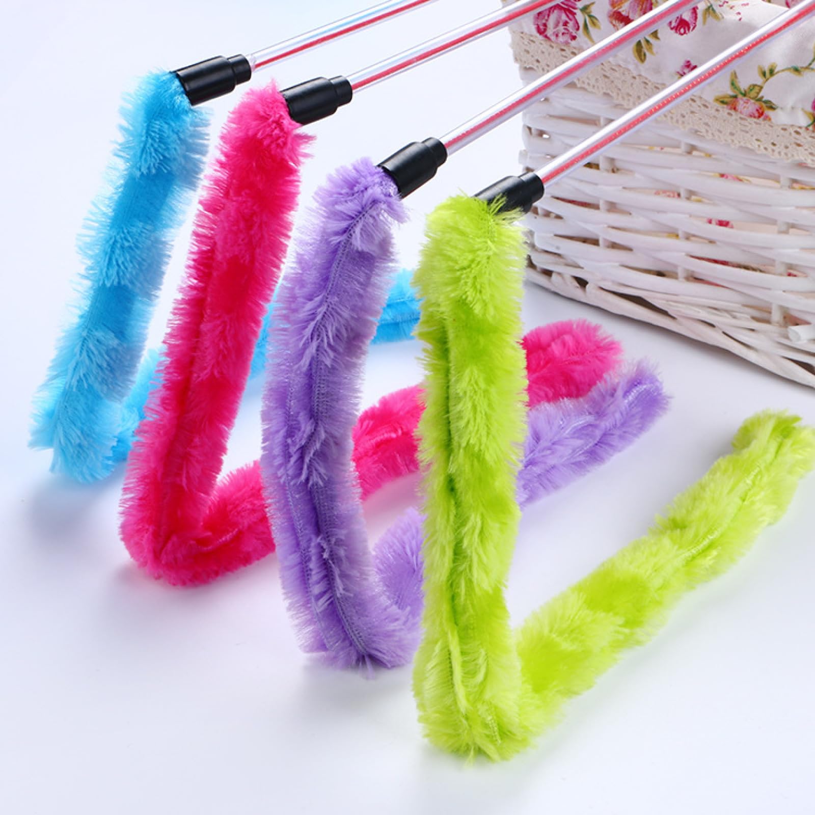 Juguetes para Gatos, Juguetes for Gatos, Juguete Interactivo for Mascotas, Palo de Peluche for, Juguetes Plumas for, 4 Piezas, Azul