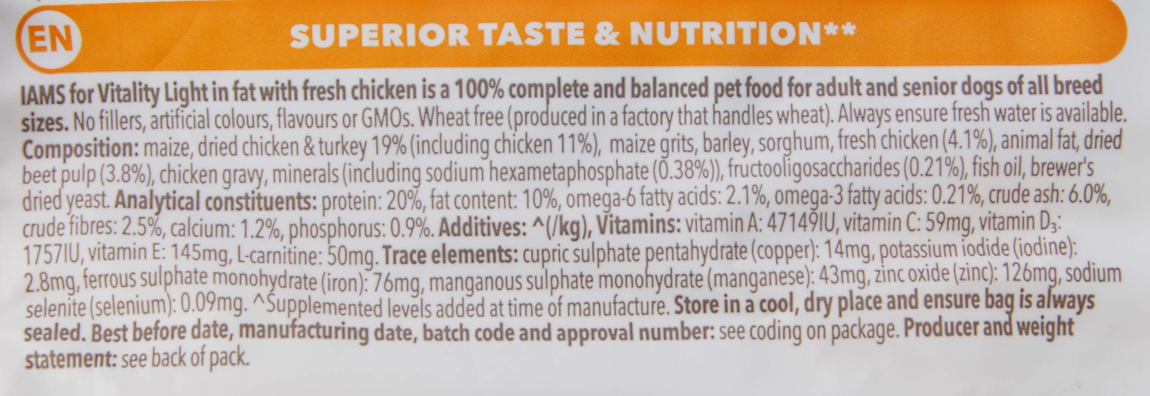 Iams - Croquettes light pour chien - 3 kg - Lot de 3