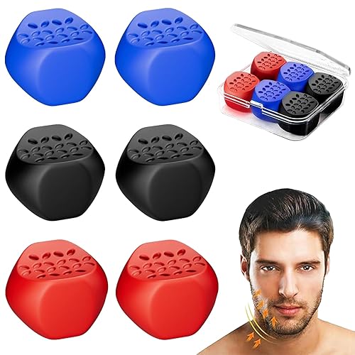 Moldeador de barbilla de silicona de resistencia de 3 niveles (6 piezas) con caja Ejercitador de barbilla adecuado para principiantes, usuarios