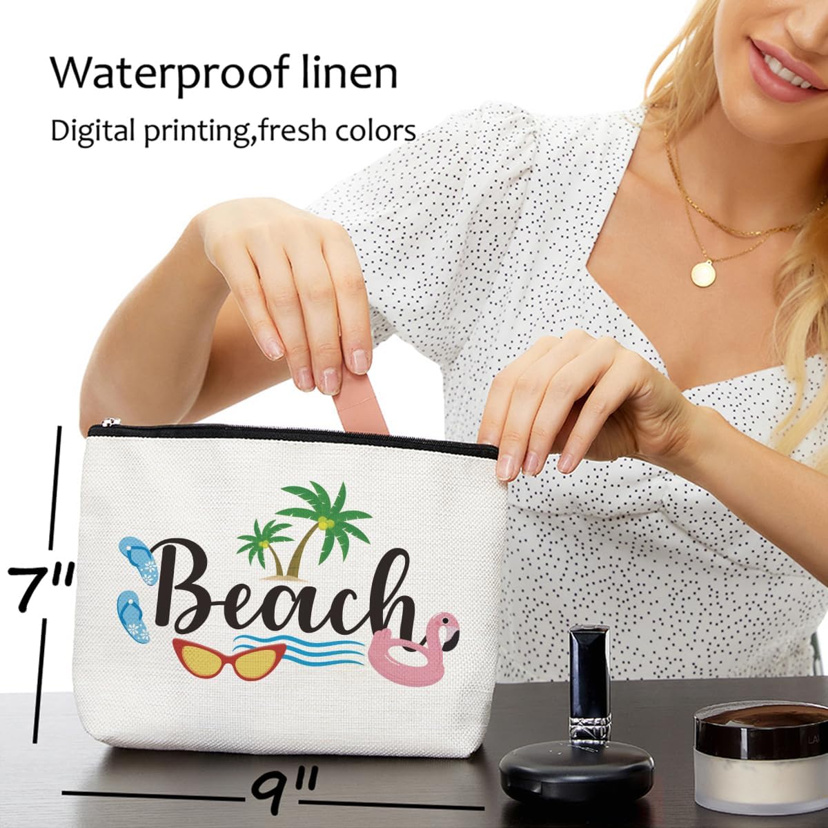 4PCs Beach Gifts for Women Makeup Bag, Beach Stuff Cosmetic Bag, Beachs Bags for Women, Beachs Vacation Survival Kit Essentials Sunscreen Bag, Gifts for Lovers Girls Friends Sister Bestie - Image 5