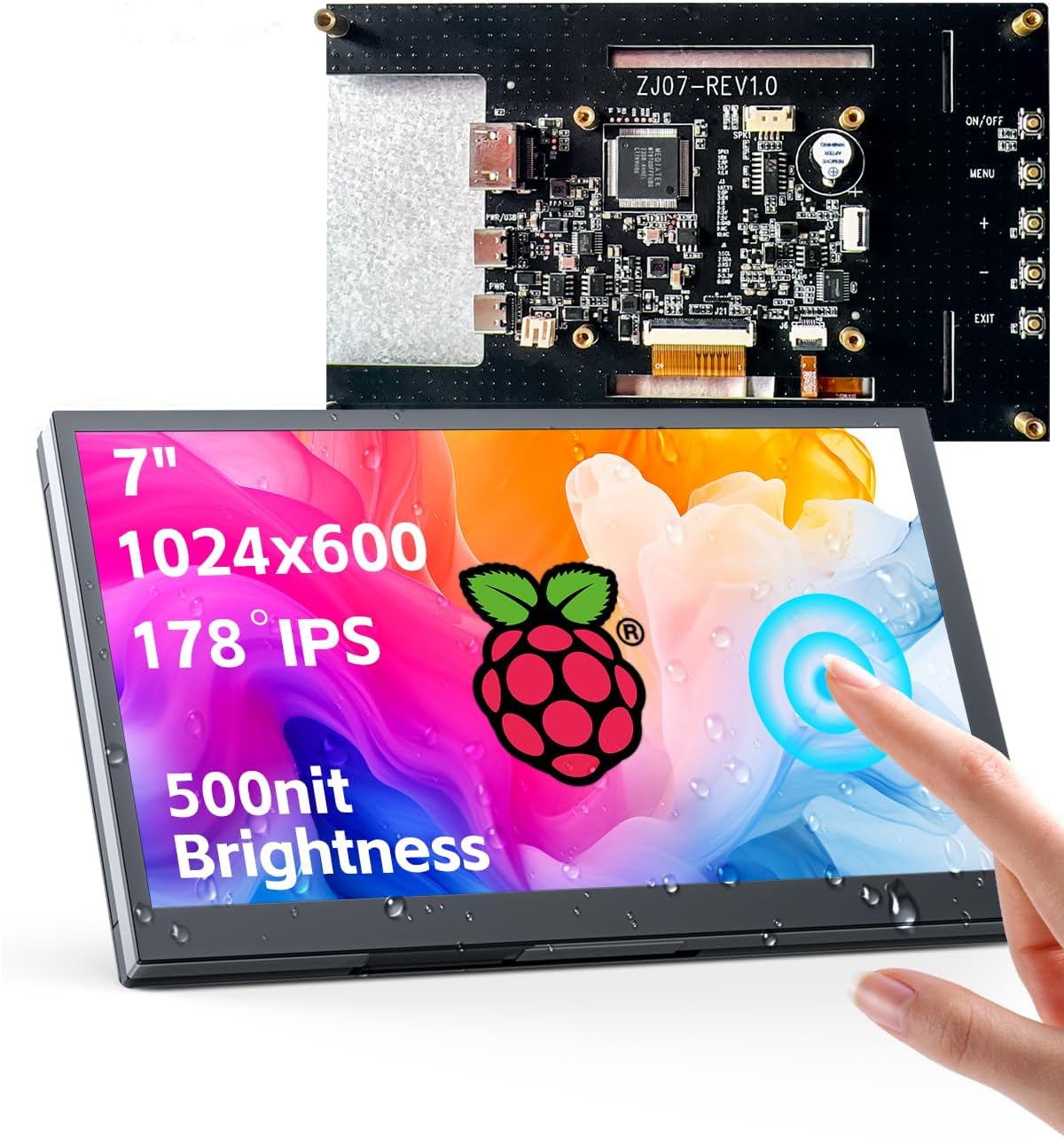 WINGCOOL 7 Inch Mini Touchscreen Monitor Tiny Industrial Grade Small HDMI/USB Portable Display