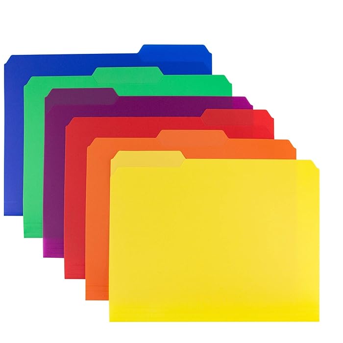 Buy Dunwell Plastic Colored File Folders 1/3 Cut Tab (12 Pack