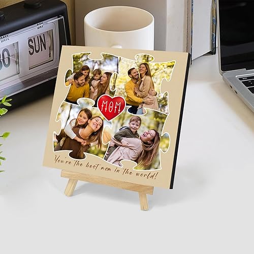 Miniatura 10 de Marcos de fotos personalizados con caballete, regalos de fotos personalizados para bebés, niños y familia, marco de ultrasonido en forma cuadrada