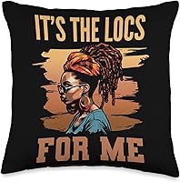 Vista 4 de Locs Afro Dreadlocks Love Natural Beauty Hair It's the Locs for Me Afro Hair Black American African Girl Throw Pillow, 18x18, Multicolor