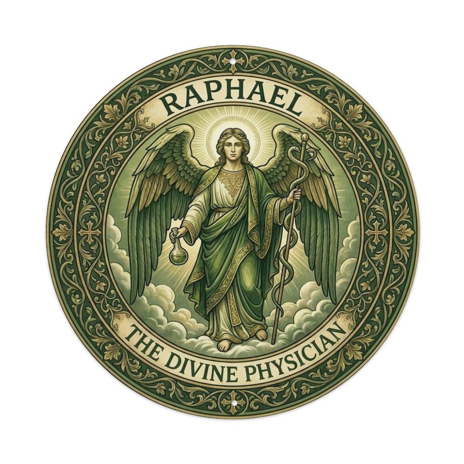 Healing Archangel Raphael The Divine Physician Metal Tin Sign
