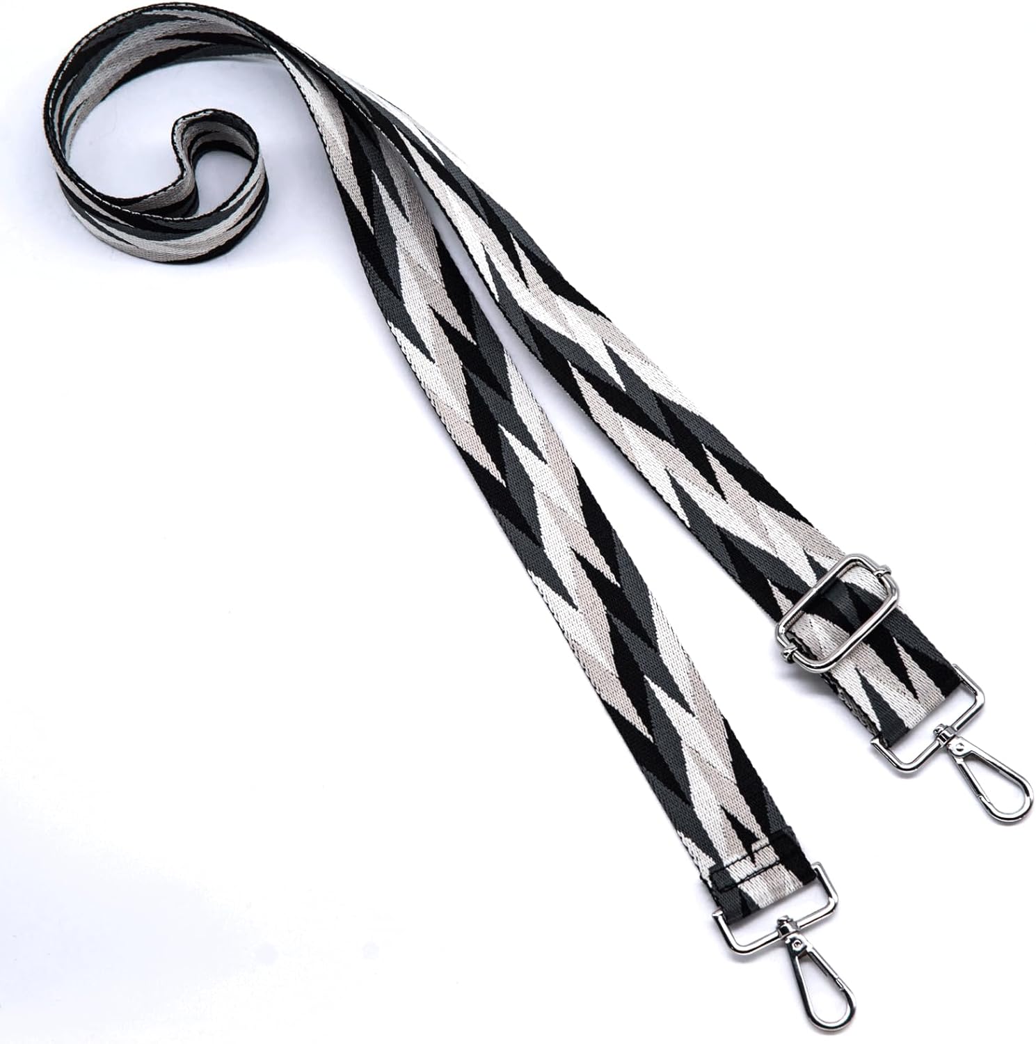 S&loyoe Purse Straps Replacement Crossbody Bag Strap Adjustable Wide Guitar Straps for Handbags 1.5inch (Blade splicing gray silver) - Image 4