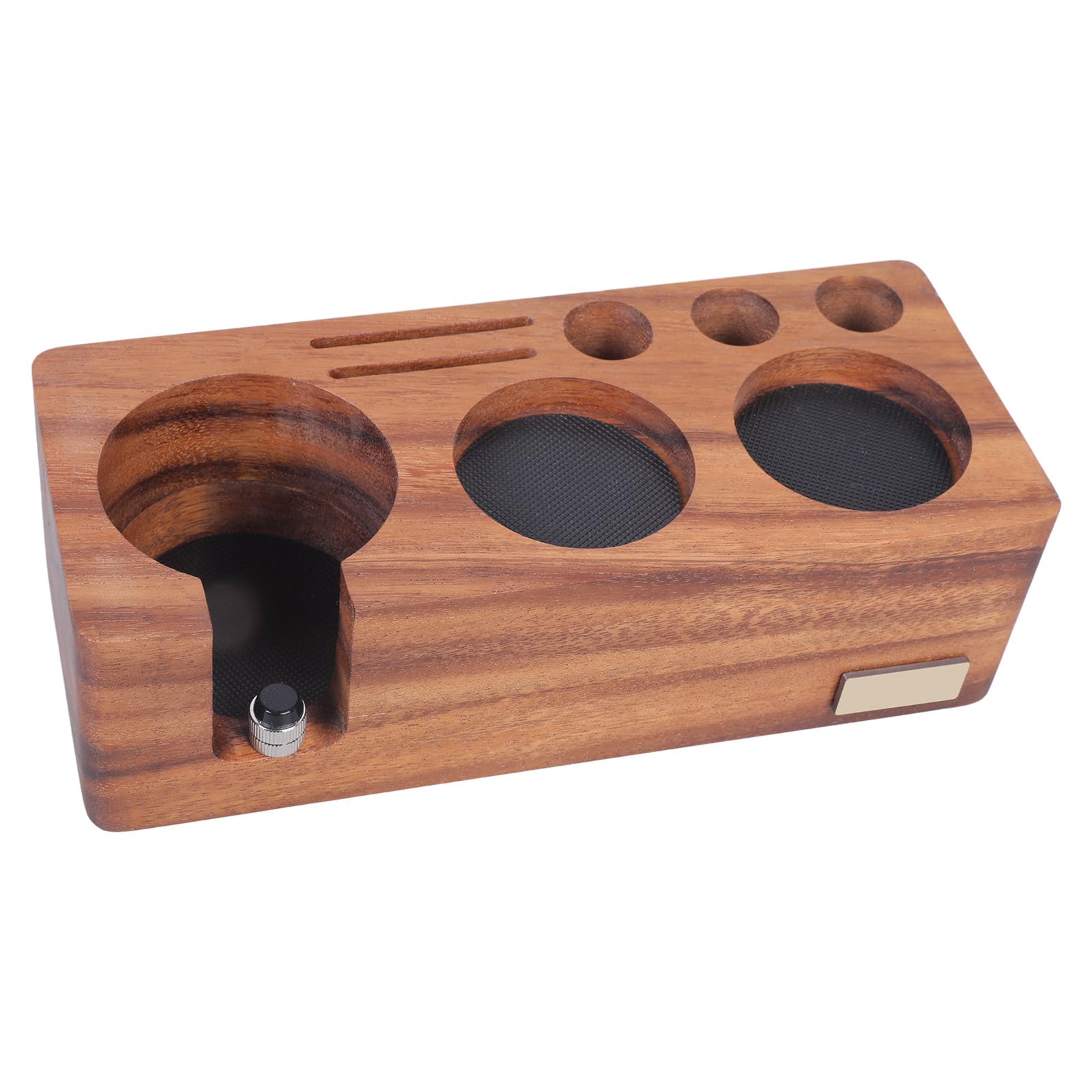 Yhplxyuus Professional Coffee Tamper Dock Espresso Machines Base Stand Wood Coffee Portafilter Holder with Silicone Mat Espresso Machine Accessories