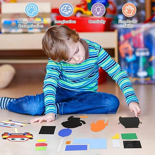 Miniatura 4 de VKPI Haz 6 marionetas de palillos para niños, regalo de manualidades de espuma, juguetes de tiempo de cuentos para niños mayores de 4 años, autos,