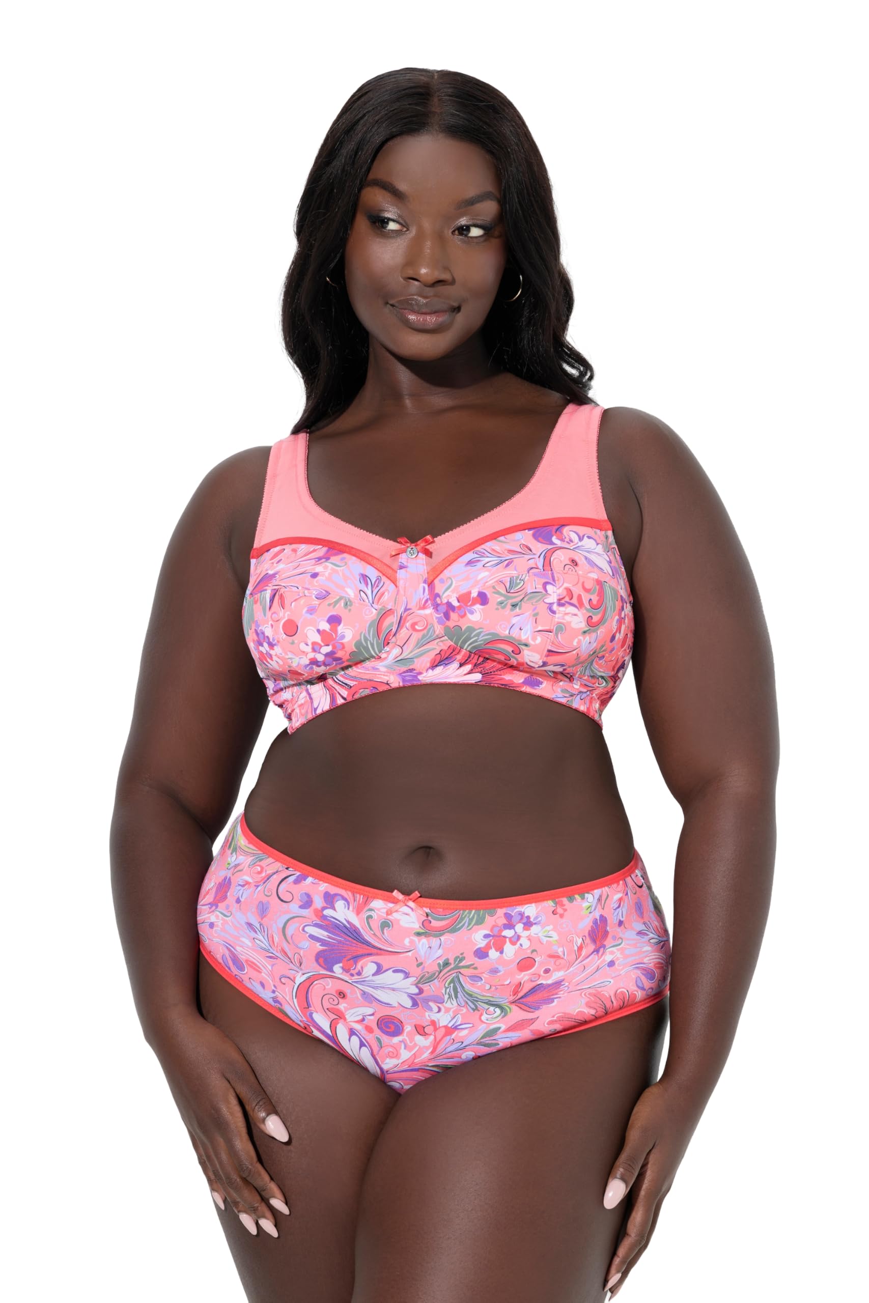 Ulla Popken Damen große Größen Übergrößen Plus Size Entlastungs-BH, floraler Druck, ohne Bügel 845540