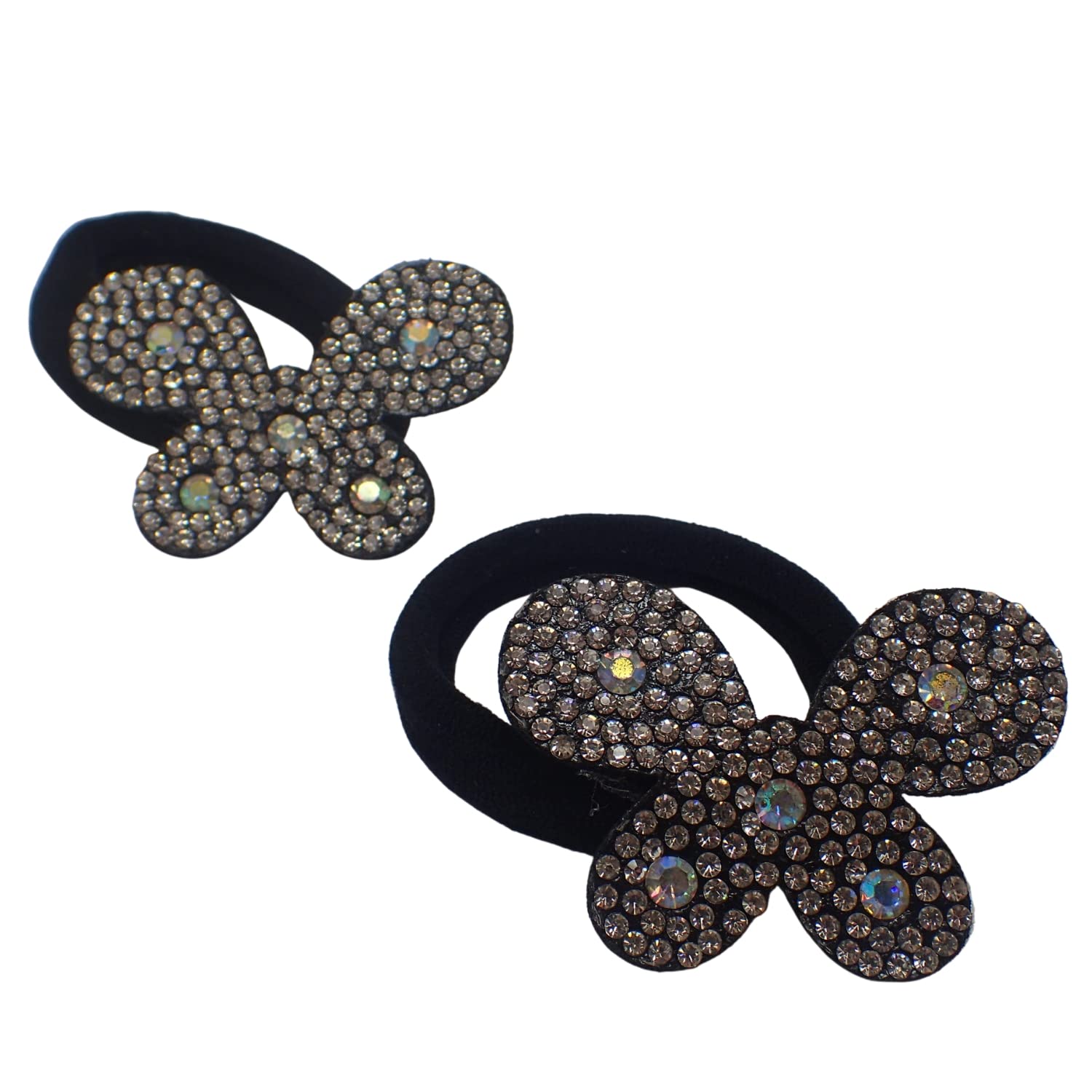 Topkids Accessories 2Pcs Hair Bands Bobbles Ponio Ponytail Band Elastic Bands hair accessories for women Hair Bands For Women Girls Fashion Girls Hair Accessories (Crystal Butterfly) - Image 3