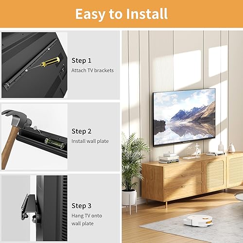 Miniatura 5 de Soporte de pared para TV sin tachuelas, soporte de pared para televisores de 32 a 75 pulgadas, soporte de TV resistente para paneles de yeso Max