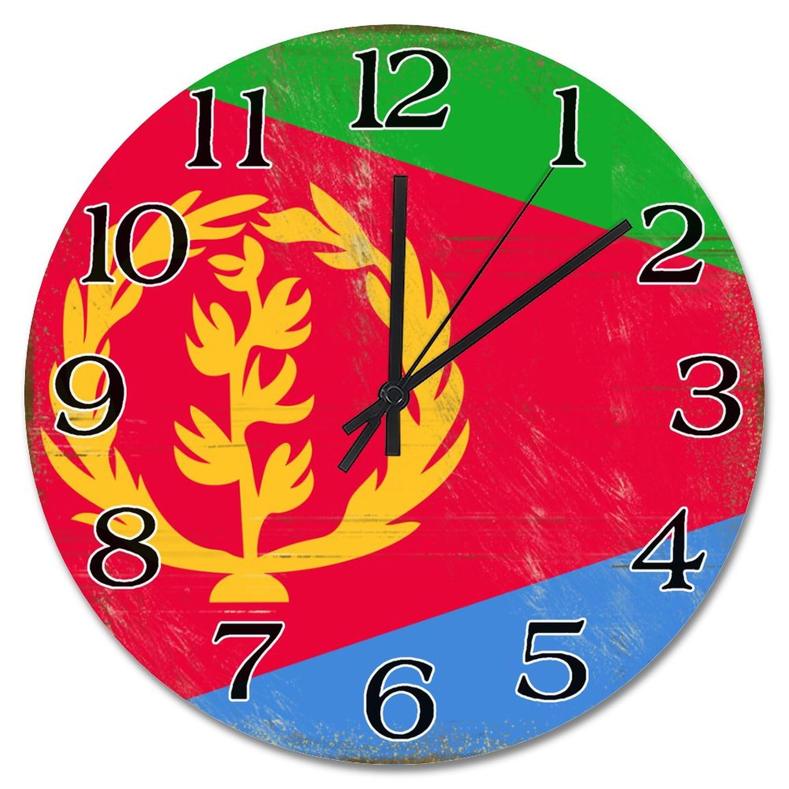 Horloge murale Érythrée silencieuse sans tic-tac pour salon