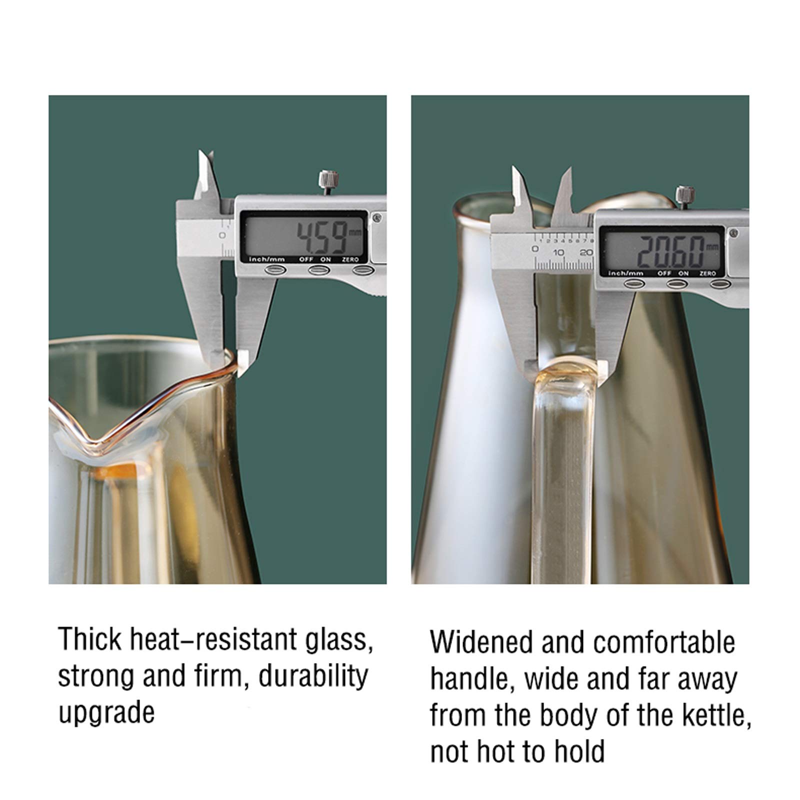Caraffe di tè freddo Il lanciatore di vetro con beccuccio e coperchio in vetro teiera ha due prese d'acqua e il coperchio ha un anello di tenuta che non è facile da cadere brocche ( Capacity : 1.8L )