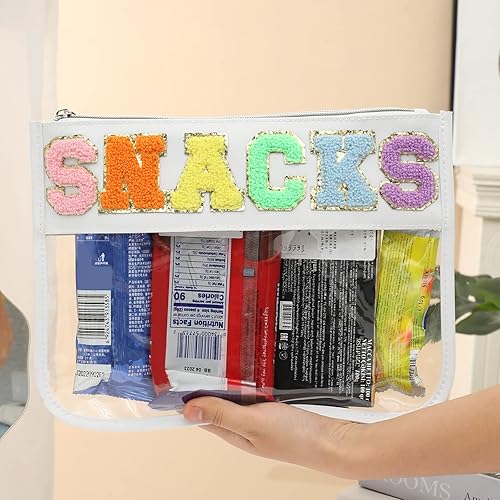 Miniatura 4 de BCRMPT Bolsa de felpilla con letras, bolsa plana transparente, multiusos de PVC y nailon, bolsa de cosméticos transparente, bolsa de maquillaje de