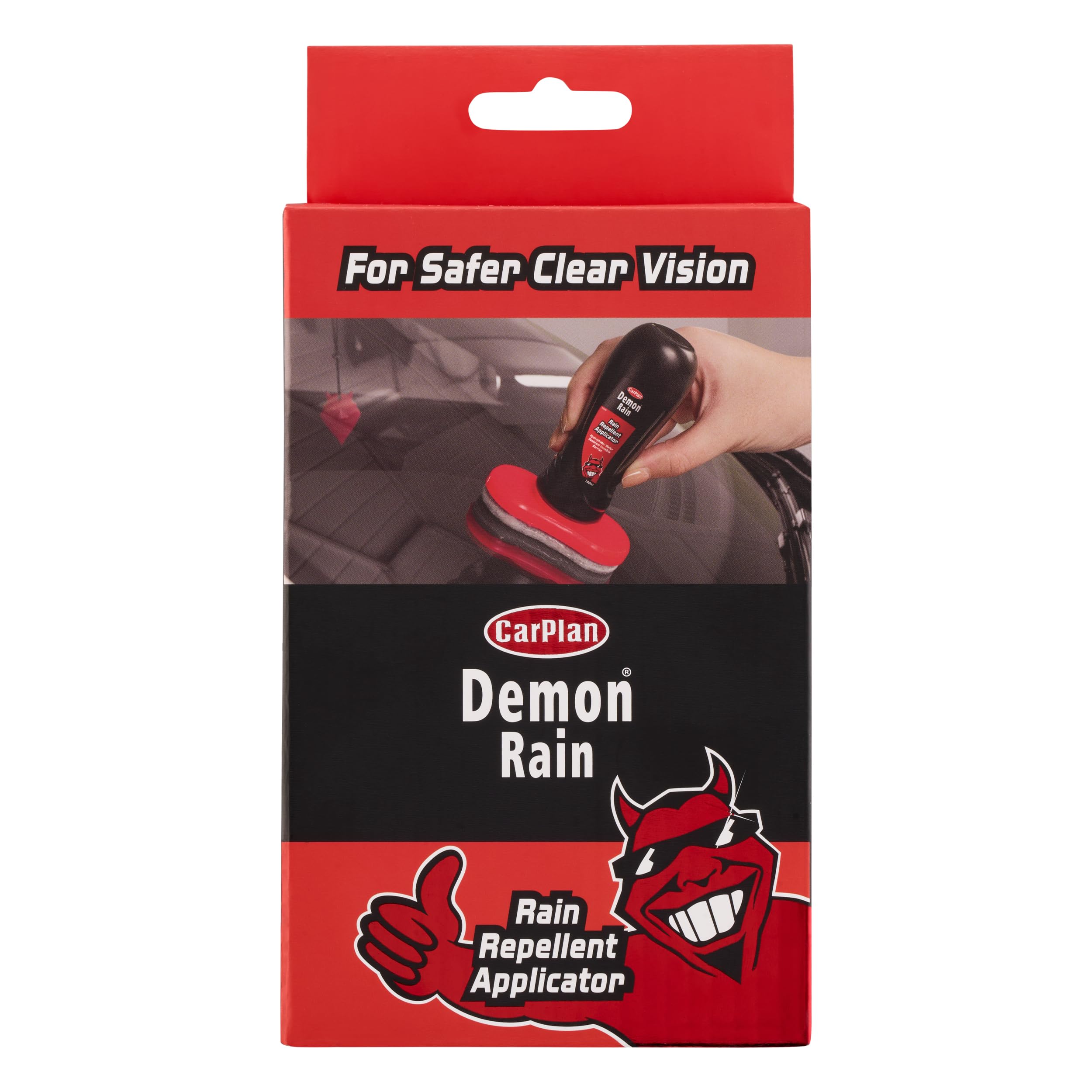 Demon Rain Repellent Applicator 100ml, Hydrophobic Glass Treatment for Windscreens, Windows & Mirrors, Streak-Free Water Beading Coating, Improves Wet Weather Visibility & Driving Safety