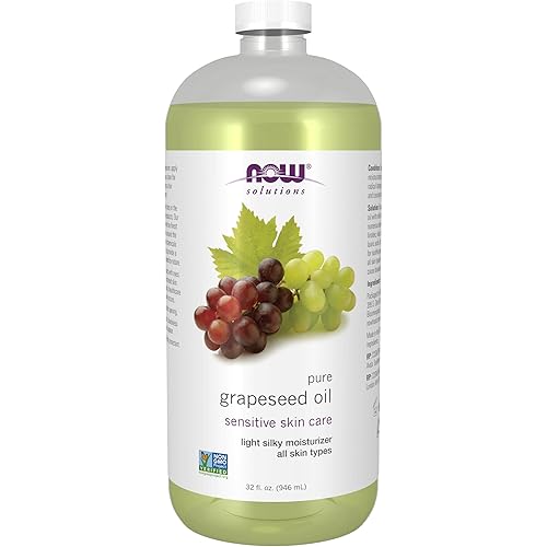 NOW Solutions, Grapeseed Oil, Skin Care for Sensitive Skin, Light Silky Moisturizer for All Skin Types, 32-Ounce