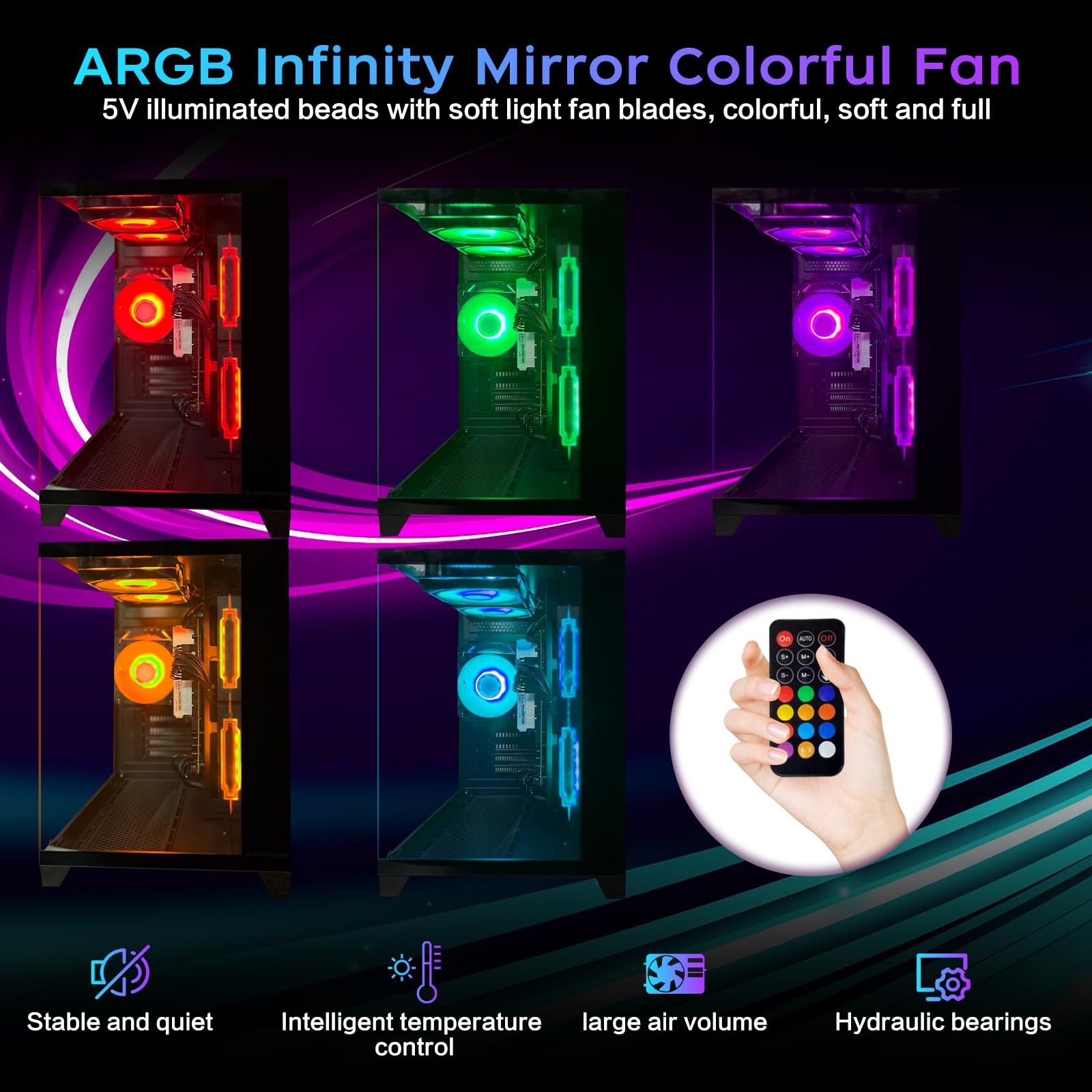 PC Gaming Desktop AMD Ryzen 7 5700G RAM 16G 3200MHz DDR4 1TB M.2 Prebuilt Computer Tower 550W Bronze Power Supply ARGB Air Colling Computer for Office Game